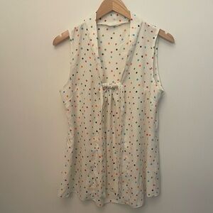 ⭐️ 3/$20 Poema White Polka Dot Top w/Tie - no size tag